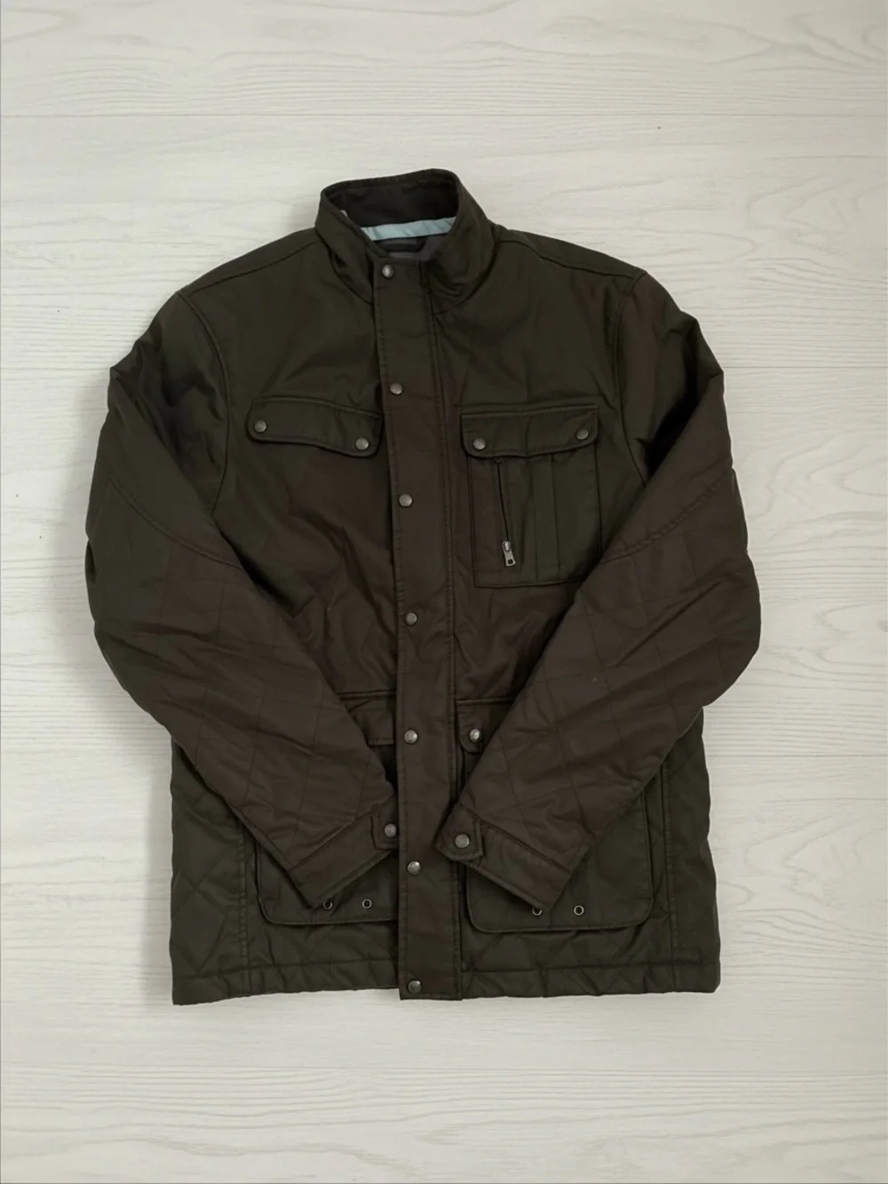 Johnnie-O Norton Quilted Snap Jacket Mens Medium Olive Green Utility Field Coat